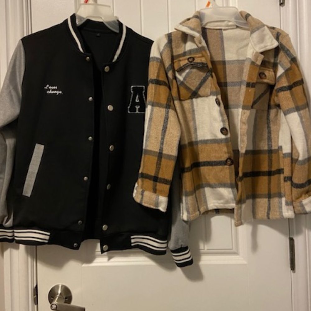 2 Shein Varsity & Plaid Jackets Size S & XS